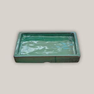 Jade Ceramic Plant Saucer (Square) - Free Shipping - Handcrafted Pot Saucer with a Beautiful, Protective Finish - Sizes 8"-15"