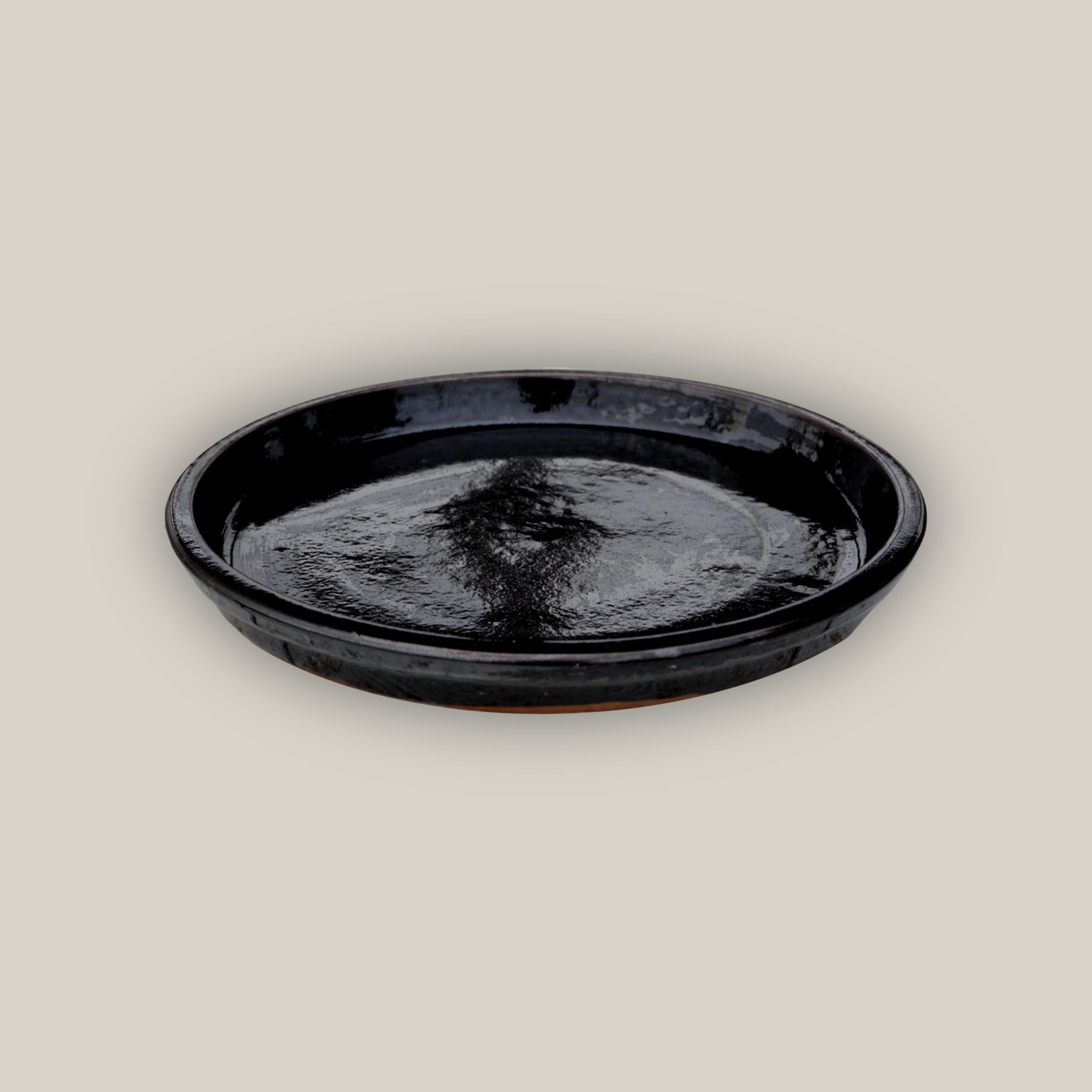 Round | Shiny Black Plant Ceramic Saucer - Premium Handcrafted with a Beautiful, Durable Protective Finish -  Sizes 8"-24" - Free Shipping