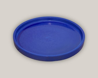 Round | Falling Blue Ceramic Plant Saucer - Premium Handcrafted with a Beautiful, Durable Protective Finish - Sizes 8&quot;-19.5&quot; - Free Shipping