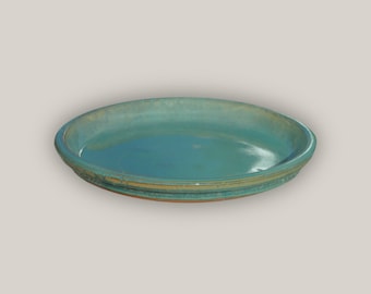 Round | Turquoise Ceramic Plant Saucer - Premium Handcrafted with a Beautiful, Durable Protective Finish - Sizes 8&quot;-24&quot; - Free Shipping