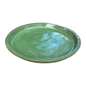 Round | Avocado Green Ceramic Plant Saucer - Premium Handcrafted with a Beautiful, Durable Protective Finish - 22" - Free Shipping