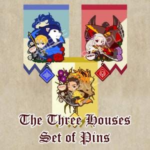 3er Set Fire Emblem: Drei Häuser inspirierte Emaille Pins [Grad A]