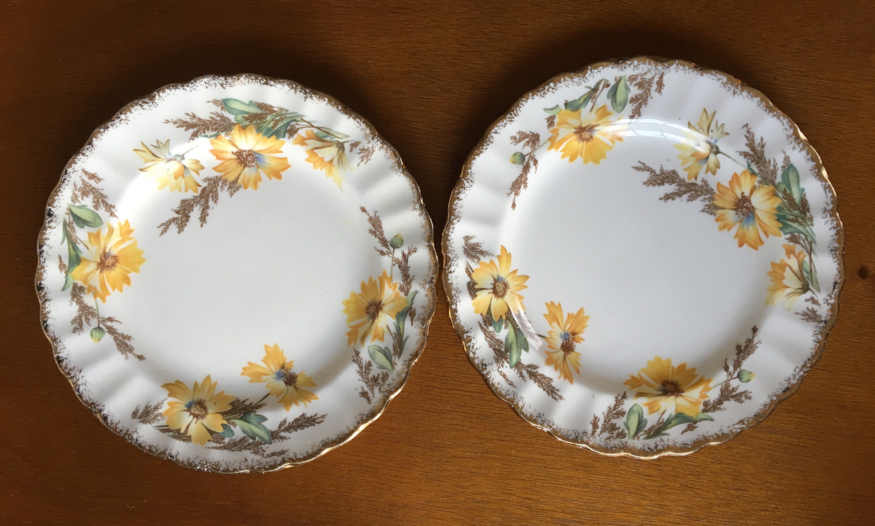 Vintage Limoges Yellow Daisy Bread plates Set of 2 22k Gold Etsy