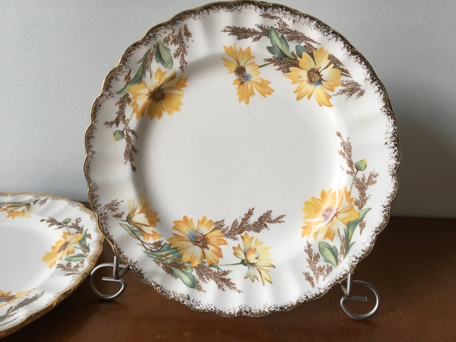 Vintage Limoges Yellow Daisy Bread plates Set of 2 22k Gold Etsy