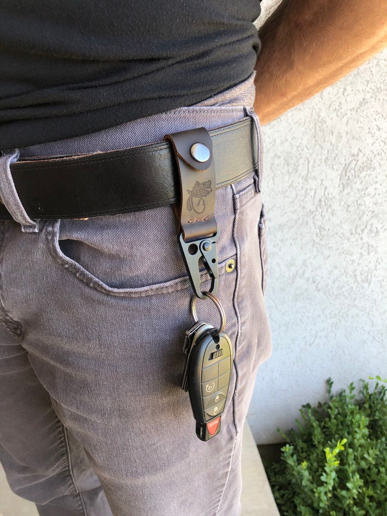 Personalized Leather Belt Key Clip Etsy