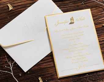 WEDDING INVITATION | Special wedding invitation | White invitation | Gold invitation  |   IE50501