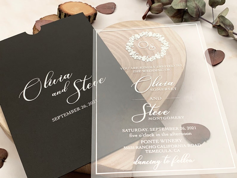 ACRYLIC WEDDING INVITATION Silver Foil Wedding Invitation Etsy