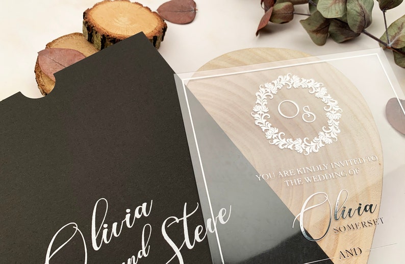 ACRYLIC WEDDING INVITATION Silver Foil Wedding Invitation Etsy