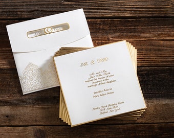 WEDDING INVITATION | White invitation| Gold invitation | Simple invitation | IE50554
