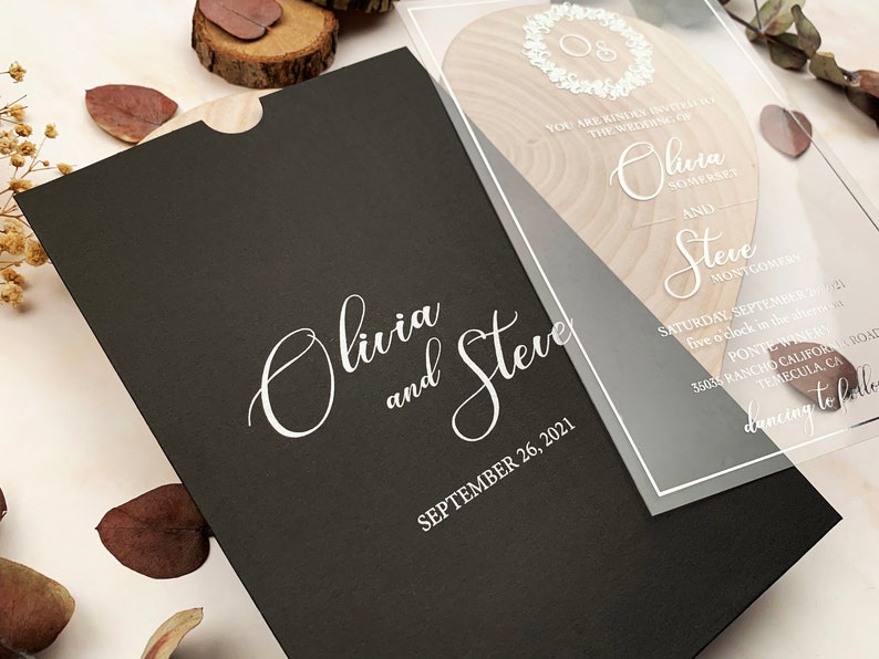 ACRYLIC WEDDING INVITATION Silver Foil Wedding Invitation Etsy