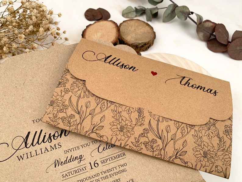 WEDDING INVITATION Special Kraft Paper Invitation Kraft Etsy
