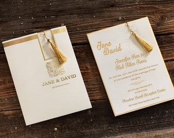 WEDDING INVITATION | Special pocket invitation | Gold invitation  | IE50571