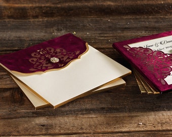 WEDDING INVITATION | Velvet envelope | Red velvet envelope | Special wedding invitation | IE50545