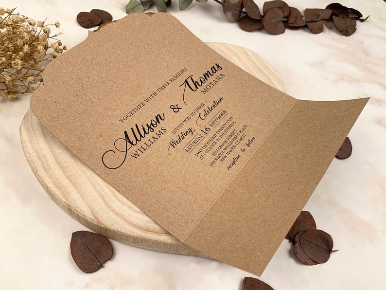 WEDDING INVITATION Special Kraft Paper Invitation Kraft Etsy