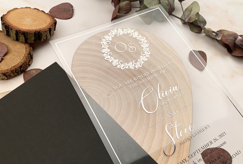 ACRYLIC WEDDING INVITATION Silver Foil Wedding Invitation Etsy