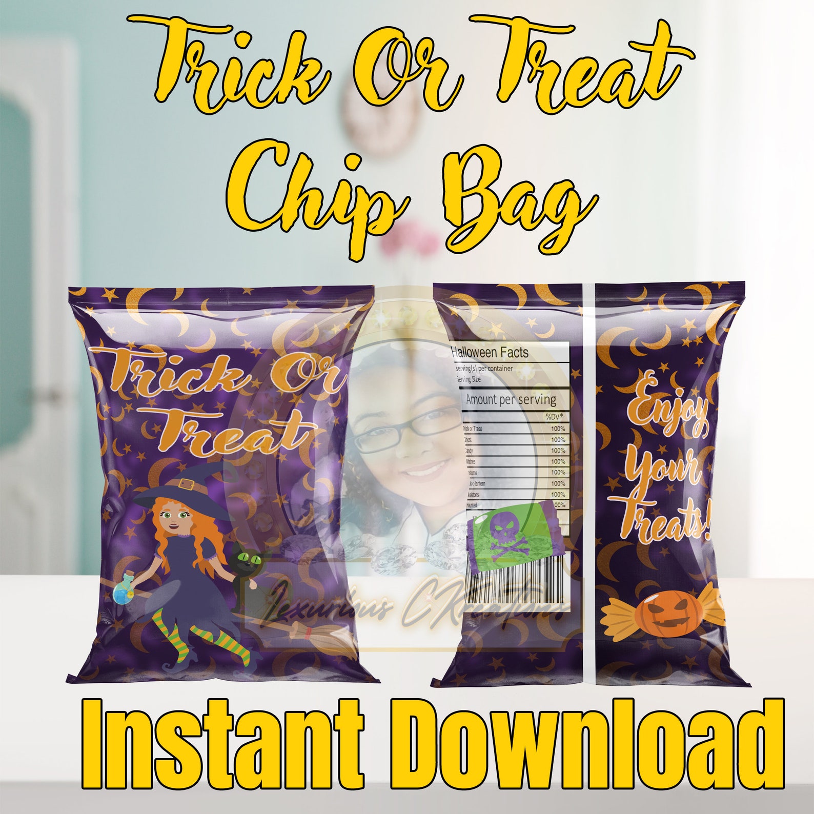 Trick Or Treat Chip Bag Instant Download Etsy