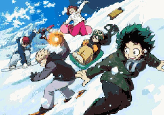 Boku No Hero Academia Ski Trip Cross Stitch Pattern My Hero Etsy