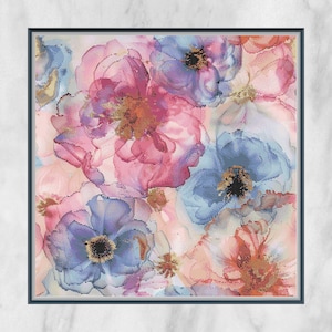 Regenboog pastel bloemen kruissteek patroon - aquarel scène geteld kruissteek - patroon Keeper compatibele grafiek - digitale download PDF