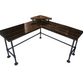 L-shape computer desk table custom made to order Steel and Wood