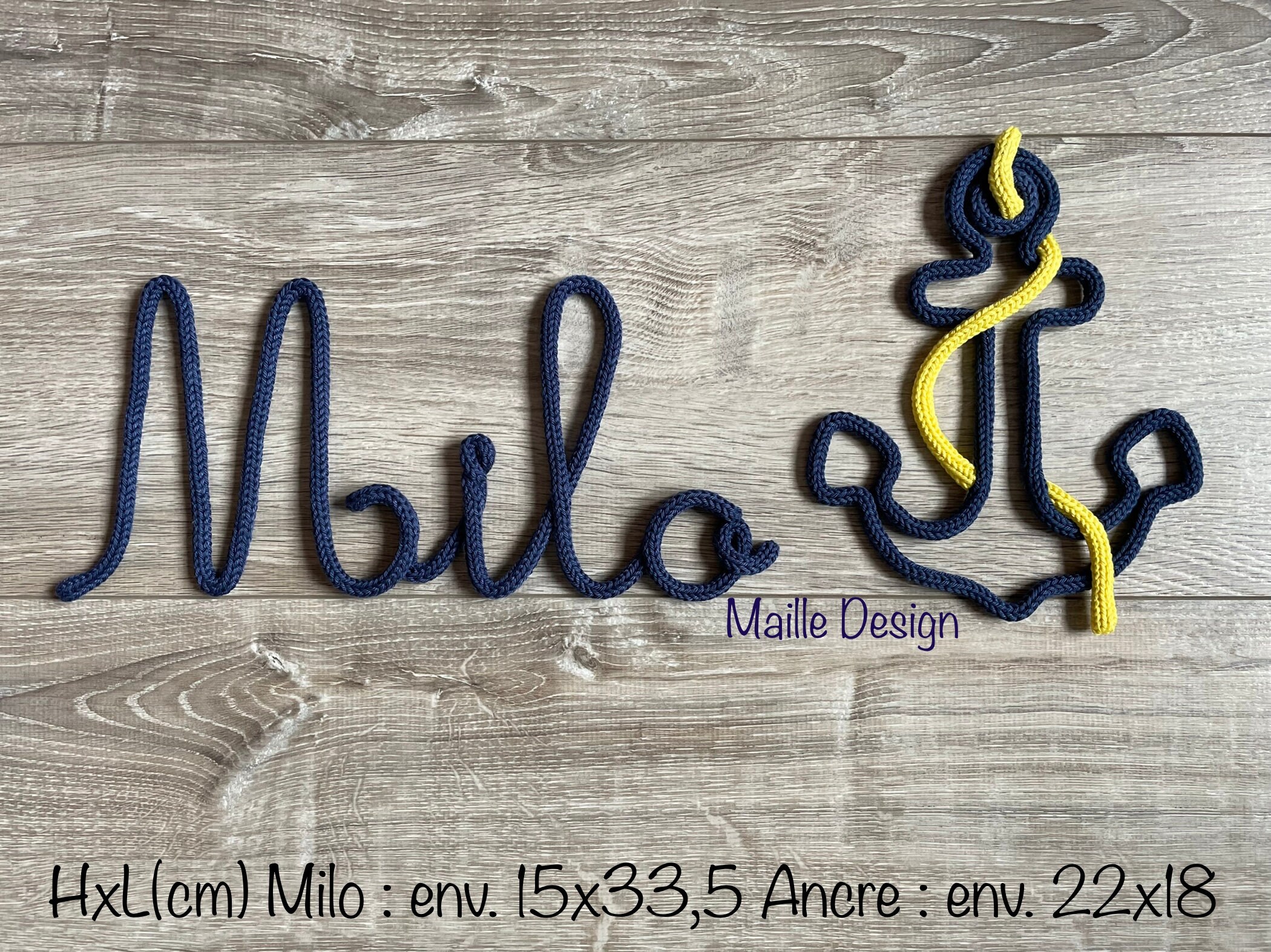 Prénom en Tricotin + Ancre