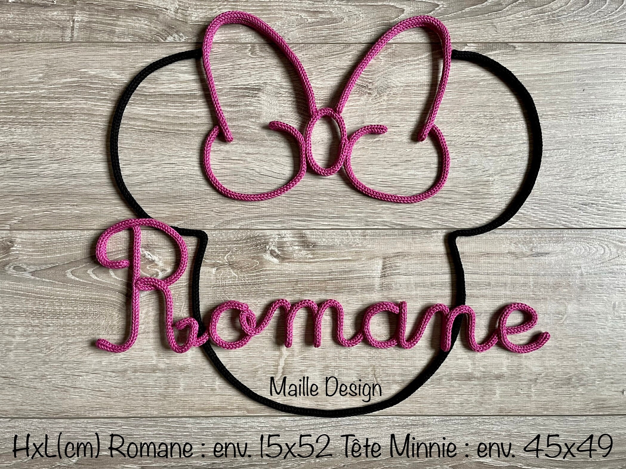 Prénom en Tricotin + Tête de Minnie
