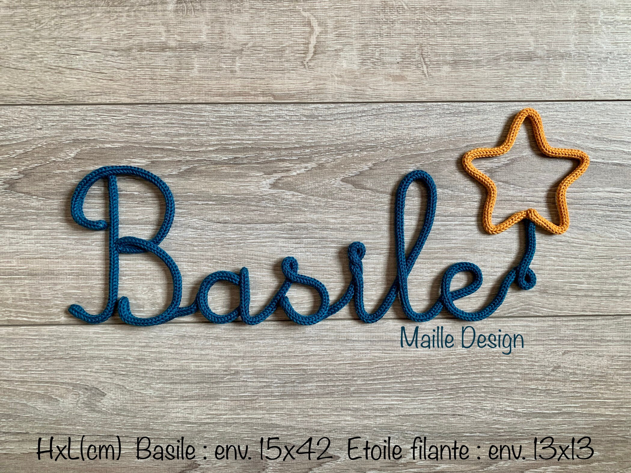 Prénom en Tricotin + Etoile Filante