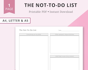 Die NICHT zu tun Liste, To Do-Liste druckbare Planereinlage, Prioritäten-Tracker, Prioritätenliste, Prioritätenmatrix, Checkliste druckbare, Aufgabenliste