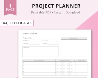 Project Planner Printable, Project Tracker Template, Project Planner Insert, Project Planner Template, Project Template, Goal Planner