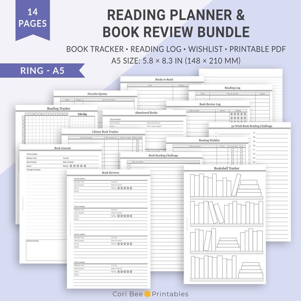 Reading Journal Printable A5 - Etsy