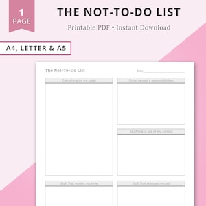 Die NICHT zu tun Liste, To Do-Liste druckbare Planereinlage, Prioritäten-Tracker, Prioritätenliste, Prioritätenmatrix, Checkliste druckbare, Aufgabenliste