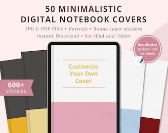Minimalistic Digital Notebook Covers, Simple Digital Covers GoodNotes, Digital Planner Covers, Light and Dark Covers, Rainbow Covers, Solid