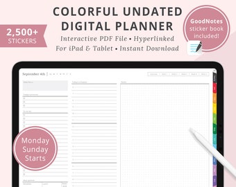 Undated Landscape Digital Planner, GoodNotes Planner, Digital Landscape Planner, Daily Planner, iPad Planner, Android Planner, Tablet Xodo