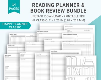 books and journals Happy Planner Printable Inserts, Classic Happy Planner, Reading Planner, Book Review, Reading Bundle, Reading Journal, Book Tracker, Inserts