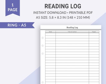 A5 Lesetagebuch, Leseplan, Buch, Planer, Lesejournal, Buchjournal, Lesetracker, Buchtracker, druckbare A5 Planereinlagen
