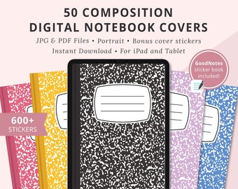 Composition Notebook Covers, Composition Book Covers, Digital Composition Planner Covers, Digital Covers, Digital Planner Covers, Portrait