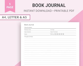 Buch Journal, Leseplan, Lese Journal, Lese Tracker, Buch Tracker, Leseliste, Buch, druckbare Planer Einsätze | A4 Letter A5