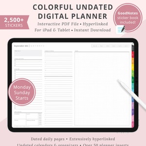 Undated Landscape Digital Planner, GoodNotes Planner, Digital Landscape Planner, Daily Planner, iPad Planner, Android Planner, Tablet Xodo