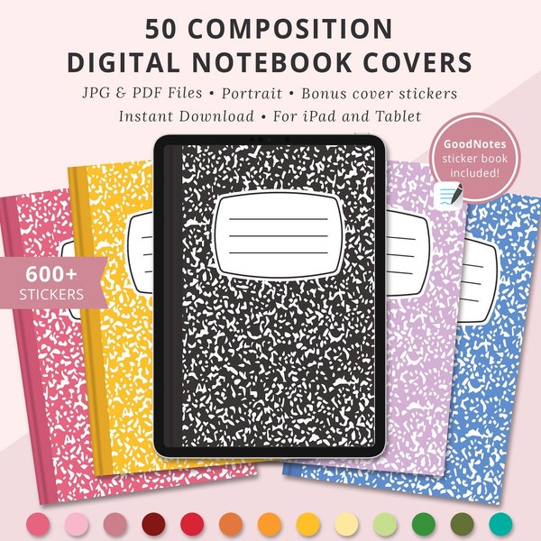 Composition Notebook Covers, Composition Book Covers, Digital Composition Planner Covers, Digital Covers, Digital Planner Covers, Portrait
