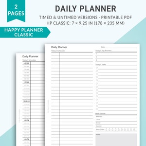 Happy Planner Printable Inserts, Classic Happy Planner Inserts, Daily Planner, Daily Schedule Planner, Daily Task Planner, Printable Planner