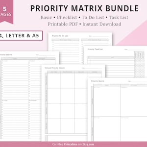 Eisenhower Priority Matrix, Eisenhower Productivity Matrix, Priority To Do List, Priority Task List, Priority Checklist, Priority Project