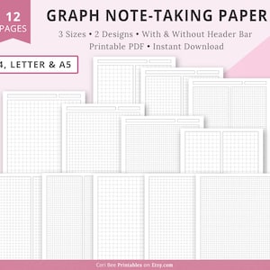 Graph Paper, Graph Note Paper, Graph Notebook Paper, Printable Graph Stationary, Printable Notetaking Paper, Wide Graph Paper, Narrow Graph