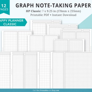 Happy Planner Inserts, Classic Happy Planner Template, Graph Paper, Graph Note Paper, Graph Notebook Paper, Printable Graph Stationary
