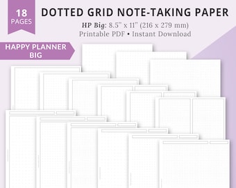 Grandes inserciones de Happy Planner, Happy Planner imprimible, Happy Planner Paper, Big HP, Papel de cuadrícula punteada, Papel punteado, Toma de notas, Papel de notas de puntos