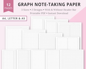 Graph Paper, Graph Note Paper, Graph Notebook Paper, Printable Graph Stationary, Printable Notetaking Paper, Wide Graph Paper, Narrow Graph