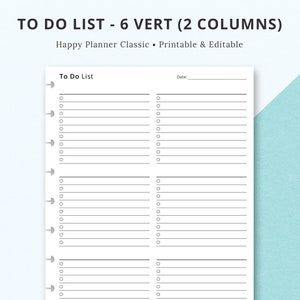 Lista de tarefas editável Happy Planner Classic modelo para impressão, planejador de produtividade, planejador editável, inserção de planejador feliz, planejador de trabalho