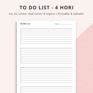Modelo para impressão de lista de tarefas editável, lista de tarefas preenchível, lista de tarefas para compras editável Lista de modelos preenchíveis editáveis | A4 A5 Carta Metade