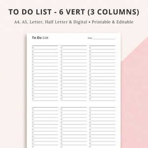 Editable To Do List Printable Template Insert, Editable Task List, Fillable Checklist Editable Planner Insert To Do List | A4 A5 Letter Half