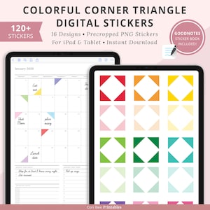Goodnotes Digital Stickers, Corner Triangle Stickers, Triangle Digital Stickers, iPad Planner Stickers, Precropped Stickers, Highlighter