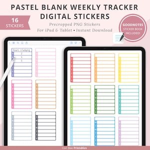 Goodnotes Digital Planner Stickers, iPad Planner Stickers, Digital Stickers, Weekly Tracker Stickers, Weekly Habit Stickers, Precropped