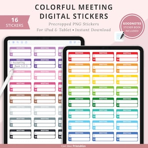 Digitale planner-stickers voor vergaderingen, vergaderstickers, schemastickers, afspraakstickers, Goodnotes digitale stickers, Goodnotes-stickers
